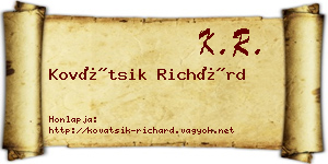 Kovátsik Richárd névjegykártya
